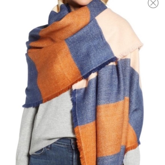 Madewell Accessories - Madewell Blanket Striped Scarf Blue Light 36 x 78"
